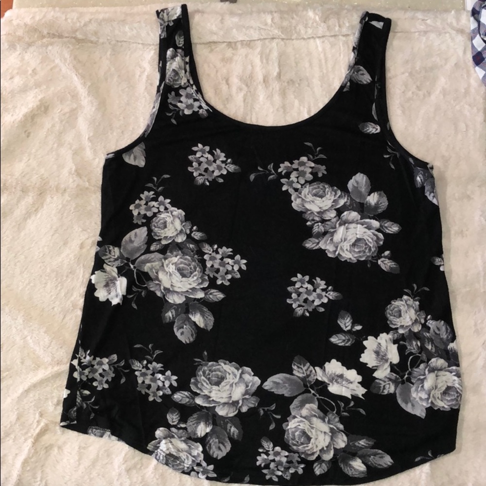 Black Floral Tank Top
